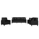 vidaXL Ensemble de canapés 3 Pièces avec coussins noir similicuir