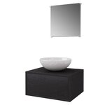 vidaXL Meuble de salle de bain 4 Pièces avec lavabo et robinet Noir