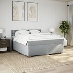 vidaXL Sommier à lattes de lit avec matelas Gris clair 200x200cm Tissu