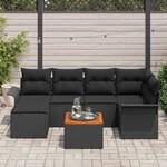 vidaXL Ensemble de canapé de jardin avec coussin 7 Pièces Noir