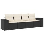 vidaXL Salon de jardin 4 Pièces avec coussins noir résine tressée