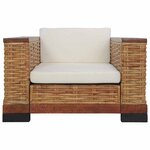vidaXL Fauteuil avec coussins Marron Rotin naturel