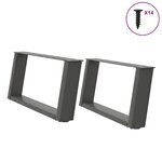 vidaXL Pieds de table basse en U 2 pièces Anthracite 60 x (30-31) cm Acier