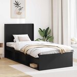 vidaXL Cadre de lit avec rangement et tête de lit Noir 100 x 200 cm