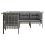 Salon de jardin meuble d'extérieur ensemble de mobilier 5 pièces avec coussins gris résine tressée 02_0016413