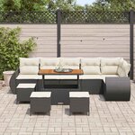 vidaXL Ensemble de canapé de jardin 10 Pièces Noir et Crème Poly Rattan
