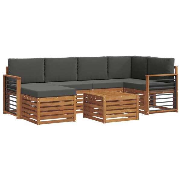 vidaXL Ensemble de canapés d'extérieur 7 pc Naturel et Anthracite