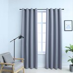 vidaXL Rideaux occultants avec anneaux en métal 2 Pièces Gris 140x245 cm
