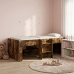 vidaXL Cadre de Lit Élevé pour Enfants 2 Pièces Chêne fumé 90 x 200 cm