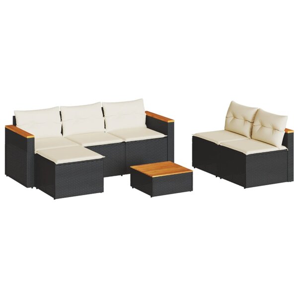 vidaXL Salon de jardin 5 Pièces avec coussins noir résine tressée acacia