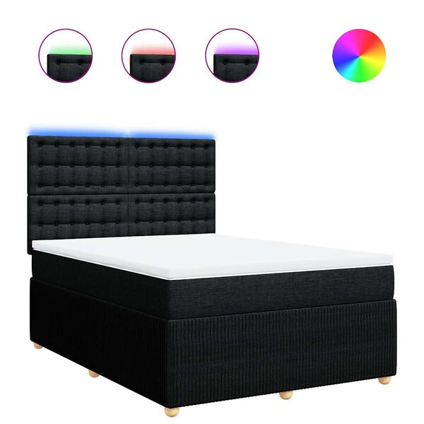 vidaXL Sommier à lattes de lit avec matelas Noir 160x200 cm Tissu