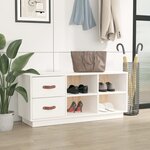vidaXL Banc à chaussures Blanc 100x34x45 cm Bois de pin massif
