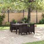 vidaXL Ensemble de Salle à Manger de Jardin de 5 Pièces en Poly Rattan Marron