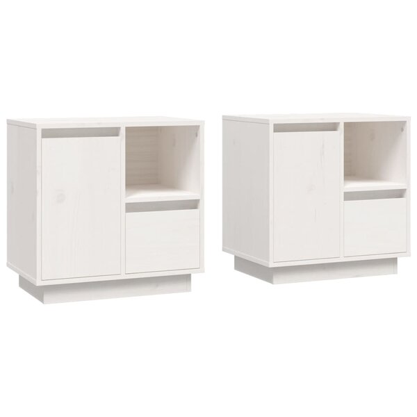 vidaXL Tables de chevet 2 Pièces Blanc 50x34x50 cm Bois de pin massif