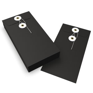 Lot de 20 enveloppes noire + blanc à rondelle et ficelle 220x110