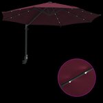 vidaXL Parasol mural avec LEDs bordeaux  248 cm