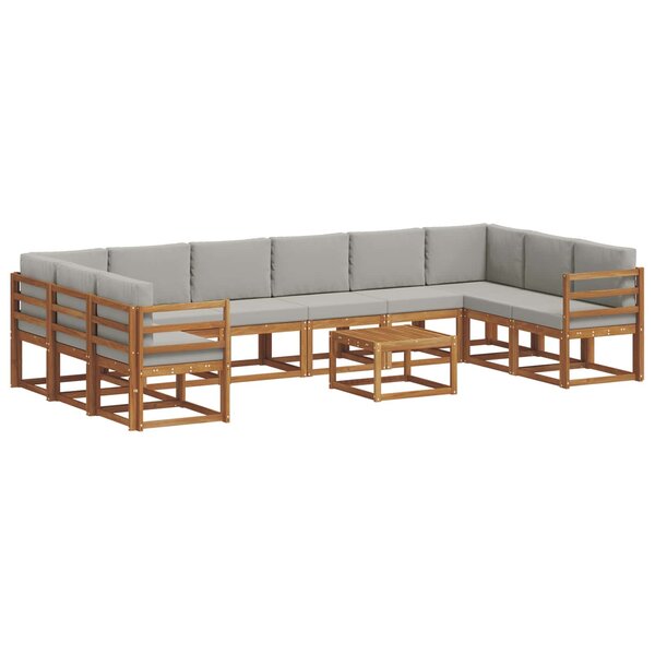 vidaXL Ensemble de canapés d'extérieur 11 pc Gris Naturel et Clair