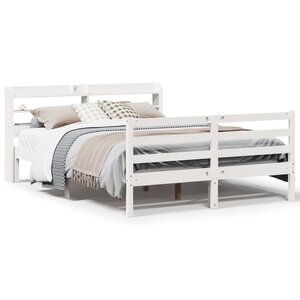 vidaXL Cadre de lit et tête de lit sans matelas blanc 135x190 cm