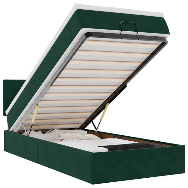 vidaXL Cadre de lit ottoman avec matelas vert foncé 90x200 cm velours
