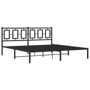 vidaXL Cadre de lit métal avec tête de lit noir 183x213 cm