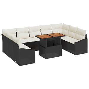 vidaXL Ensemble de salle à manger pour jardin 10 Pièces Noir et Crème