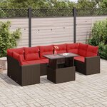 vidaXL Salon de jardin 8Pièces avec coussins marron résine tressée acacia