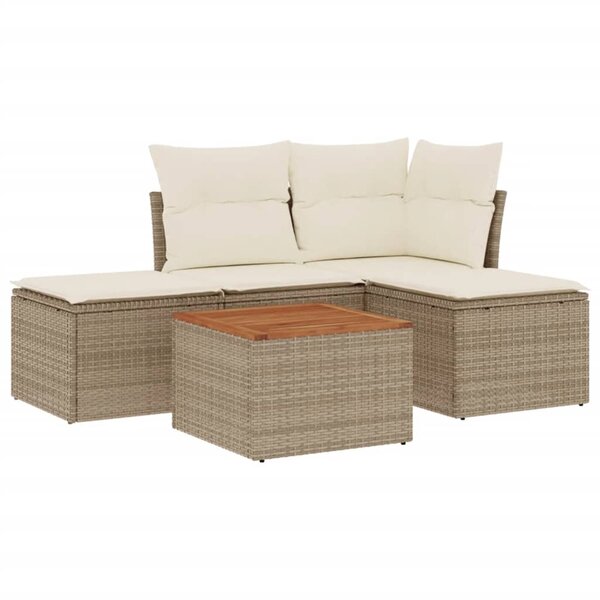 vidaXL Salon de jardin avec coussins 5 Pièces beige résine tressée