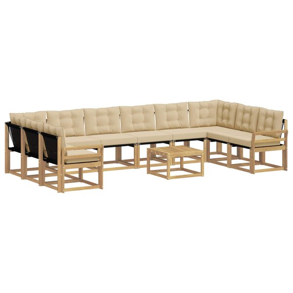 vidaXL Ensemble de canapés d'extérieur 11 pc Blanc et Beige