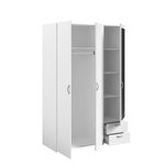 Armoire VARIA - blanc - 3 portes battantes + miroir + 2 tiroirs - 120 x 185 x 51 cm