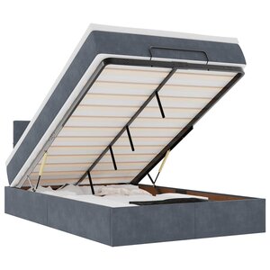 vidaXL Lit ottoman avec matelas et LED gris foncé 90x200cm