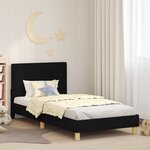 vidaXL Cadre de lit pour enfants avec tête de lit Noir 90 x 200 cm