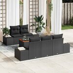 vidaXL Ensemble de canapé de jardin avec coussin 6 Pièces Noir Poly rotin