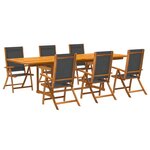 vidaXL Ensemble à manger de jardin 7Pièces bois d'acacia solide textilène