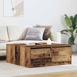 vidaXL Table basse avec tiroirs vieux bois 100x100x40 cm