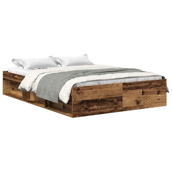 vidaXL Cadre de lit sans matelas vieux bois 140x200 cm bois ingénierie