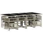 vidaXL Ensemble à manger de jardin et coussins 13 Pièces gris clair rotin