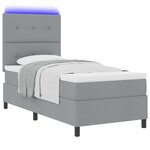 vidaXL Lit à ressorts avec matelas Gris clair 90 x 200 cm tissu