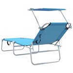 vidaXL Transat 2-personne 2 Pièces Bleu 58 x 188 x 77cm tissu