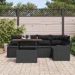 vidaXL Ensemble de canapé de jardin avec coussin 6 Pièces Noir polyrotin