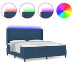Lit à ressort avec matelas et LED bleue 200x200 cm en tissu