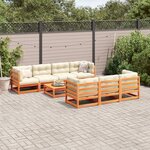 vidaXL Salon de jardin 8 Pièces avec coussins marron cire bois pin massif