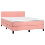 vidaXL Sommier à lattes de lit avec matelas LED Rose 140x190cm Velours