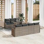 vidaXL Ensemble de canapé de jardin avec coussin 8 Pièces Gris Poly rotin