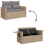 vidaXL Canapé de jardin avec coussins 2 places beige résine tressée