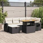 vidaXL Salon de jardin avec coussins 8 Pièces noir résine tressée acacia