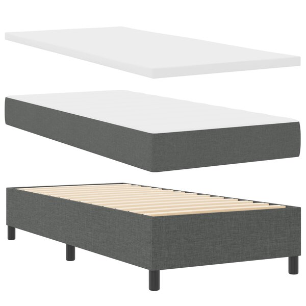 vidaXL Lit à ressort avec matelas et banc gris foncé 100 x 200 cm tissu