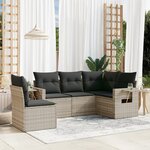 vidaXL Salon de jardin 5 Pièces avec coussins gris clair résine tressée