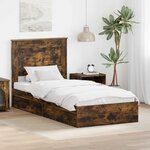 vidaXL Lit de Rangement Chêne fumé 90 x 190 cm Bois d'ingénierie