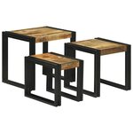 vidaXL Table Gigogne 3 Pièces Bois de Mangue Massif et Métal