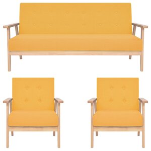 vidaXL Ensemble de canapés 3 Pièces Tissu Jaune